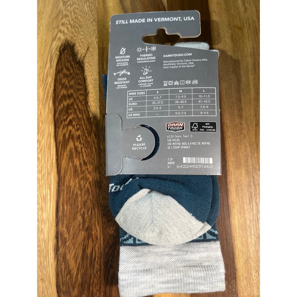 NEW Darn Tough Lifestyle Merino Wool Blue Crew Socks Women's Small - Picture 2 of 3